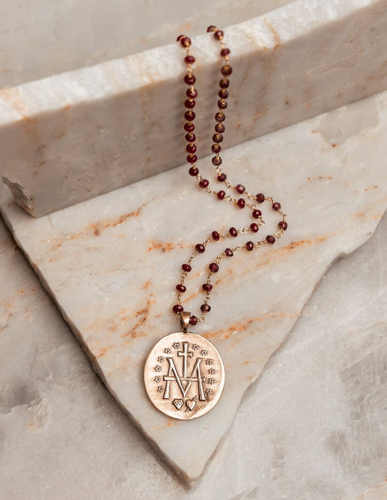 Handcrafted beauty: Genise Necklace with Marian cross of Miraculous Medal