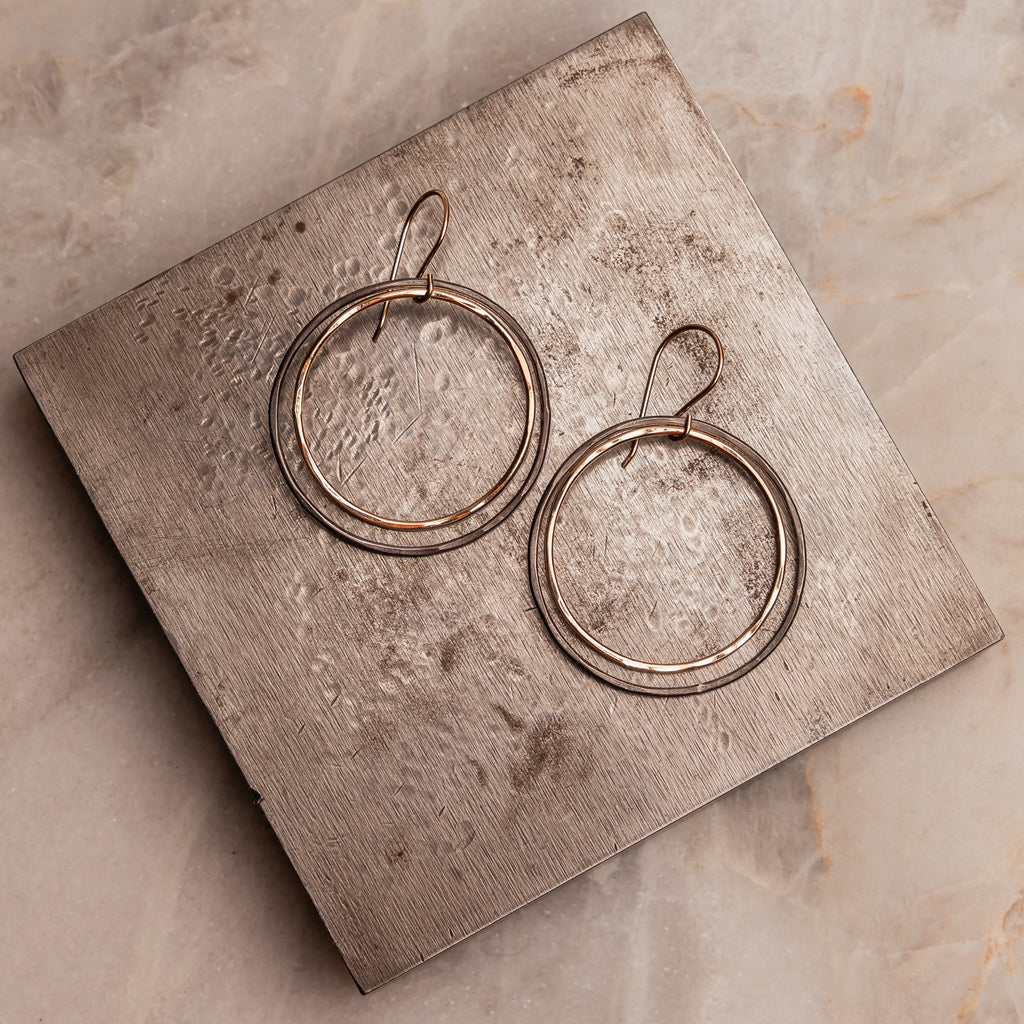 "Gift-ready Helena Hoop  mixed metal Earrings, perfect for adding a touch of elegance to any outfit."

