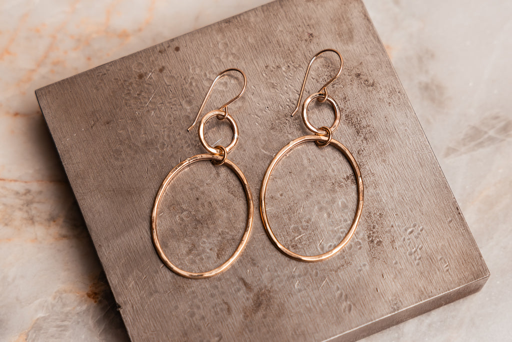 Minimalist gold-filled earrings with delicate double circle design