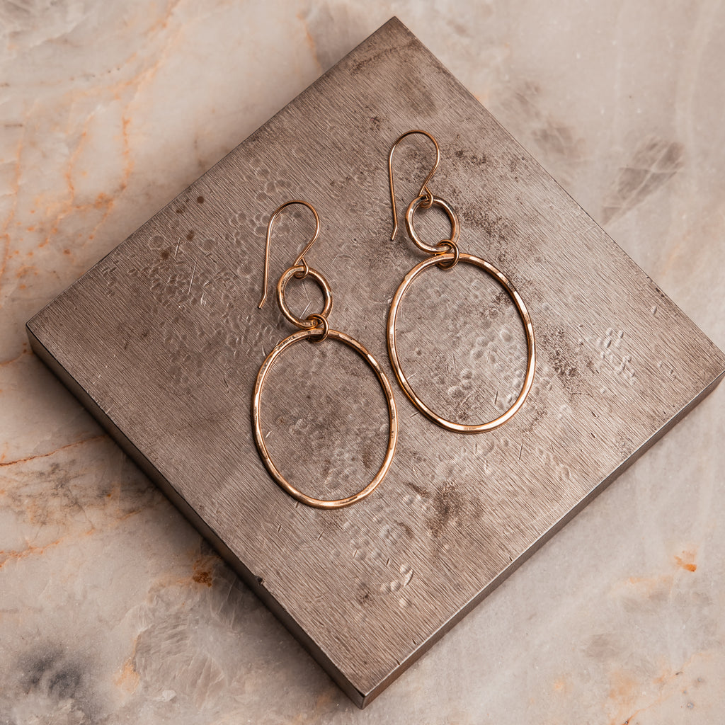 Lightweight gold-filled dangle earrings with double loop design